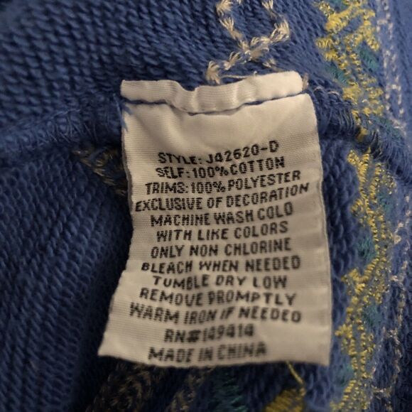 Johnny Was Blue Prisca Embroidered Draped Open Front Cardigan Size XXL - Picture 12 of 12